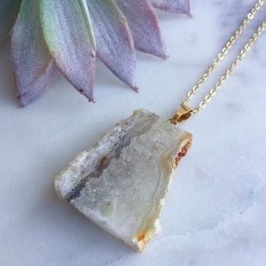 Raw Agate Druzy Necklace